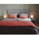 Parure de lit en Jersey Taupe & Galet avec coussins oranges